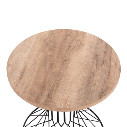 Side Table Keon Hm18038.03 Mdf Top In Sonama-metal Base Φ45x50hcm.
