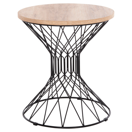 Side Table Keon Hm18038.03 Mdf Top In Sonama-metal Base Φ45x50hcm.