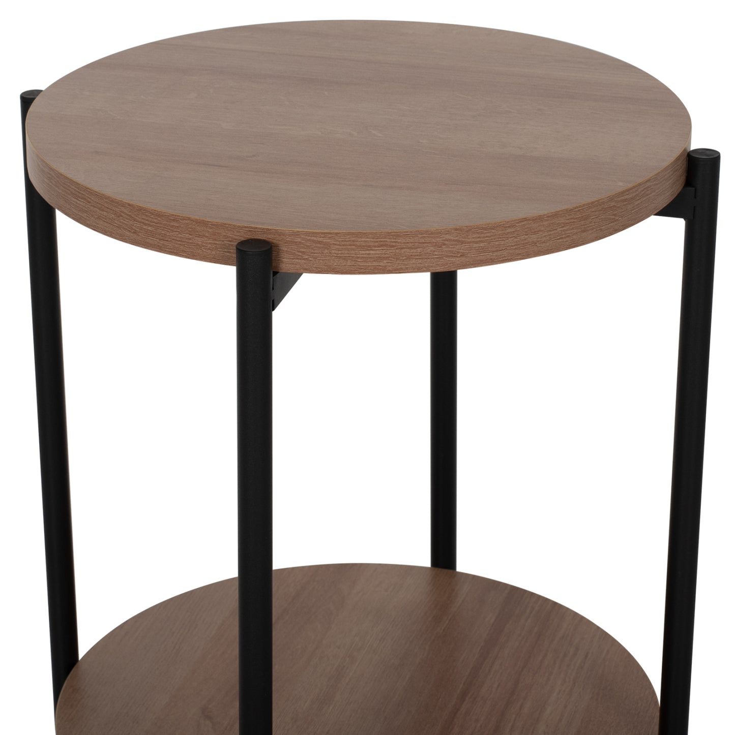 Side Table Ned Hm8754.11 Round Melamine 2 Levels Metal Legs Φ40x52hcm.