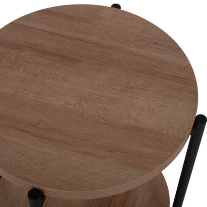 Side Table Ned Hm8754.11 Round Melamine 2 Levels Metal Legs Φ40x52hcm.