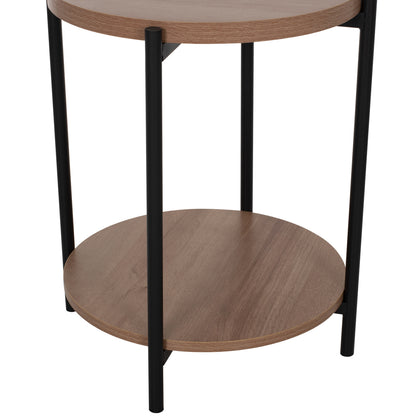 Side Table Ned Hm8754.11 Round Melamine 2 Levels Metal Legs Φ40x52hcm.