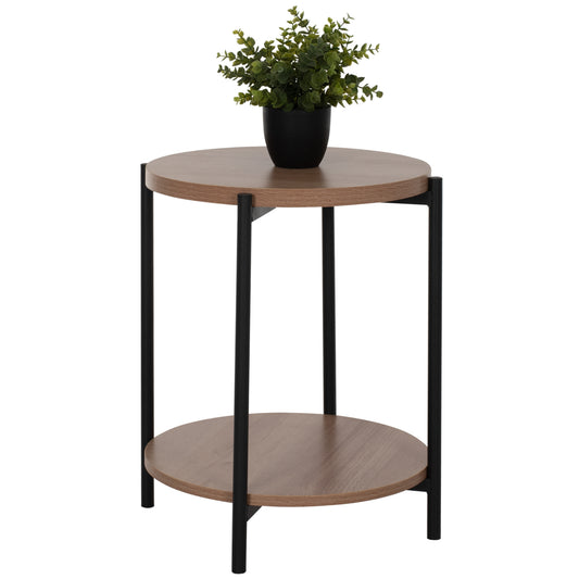 Side Table Ned Hm8754.11 Round Melamine 2 Levels Metal Legs Φ40x52hcm.