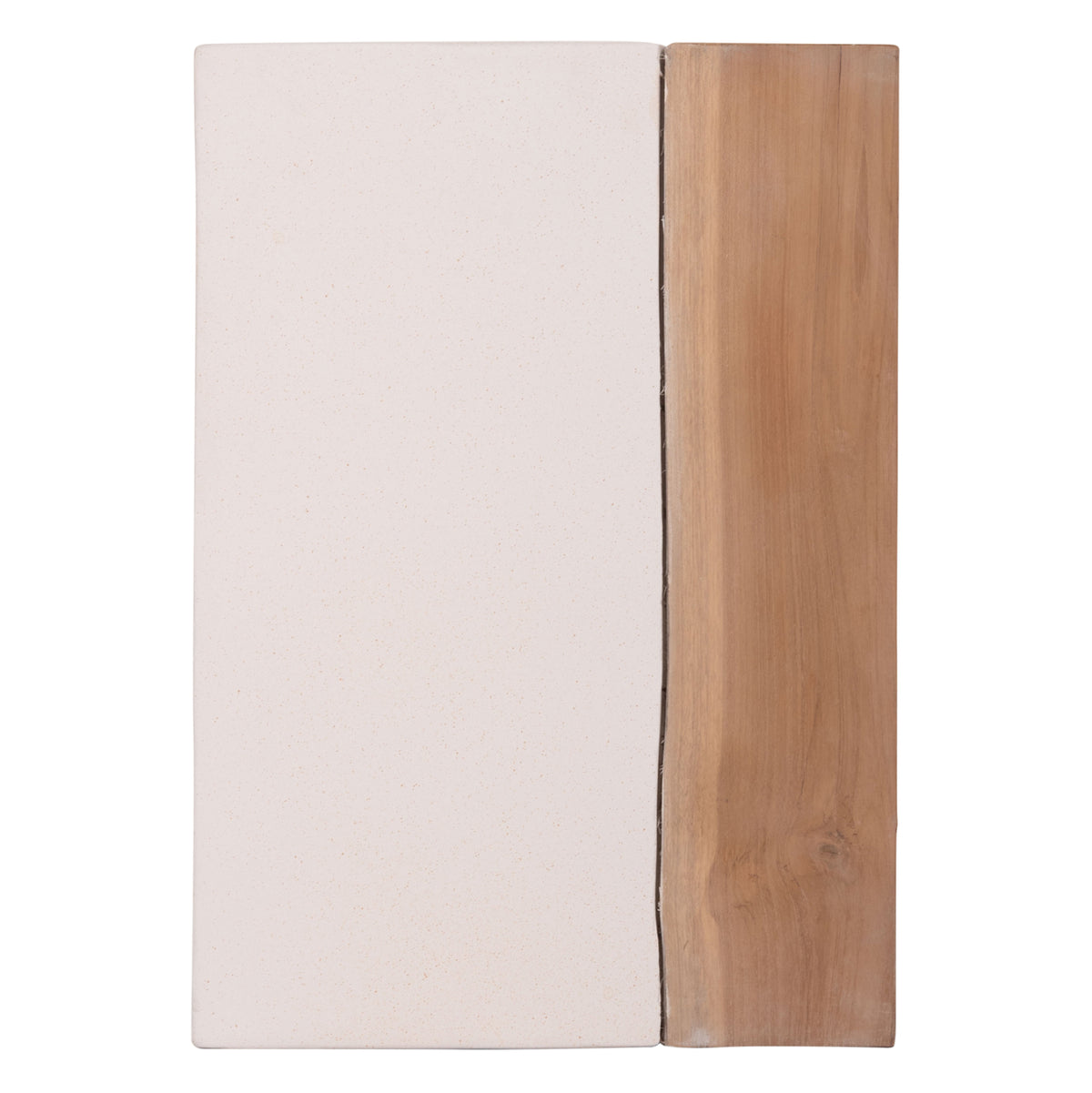 Square Side Table Leia Hm18163.02 Fiber Cement In White--teak Wood 32.5x32.5x46hcm.