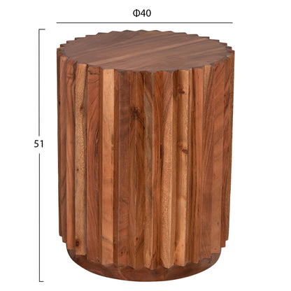 Side Table Round Sedge Hm9696 Solid Acacia-natural Color Φ40x50hcm.