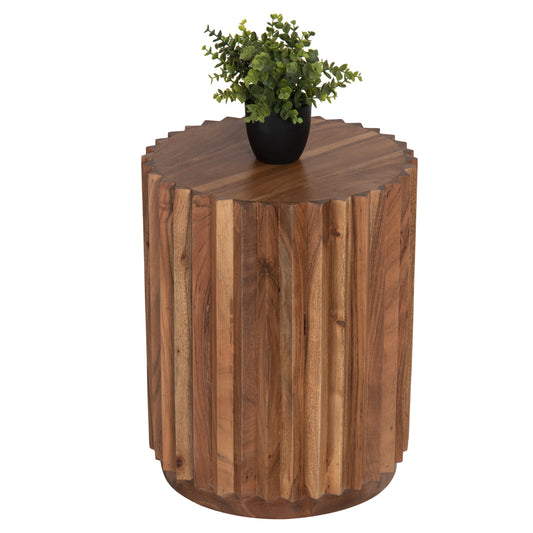 Side Table Round Sedge Hm9696 Solid Acacia-natural Color Φ40x50hcm.