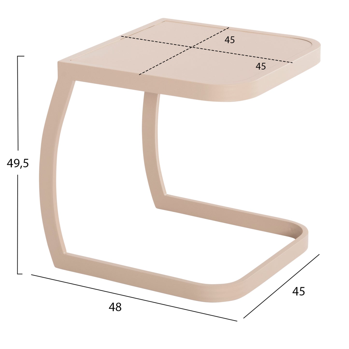Sunbed Side Table Rickon Hm6324.04 Aluminum In Champagne Color 45x48x49,5hcm.