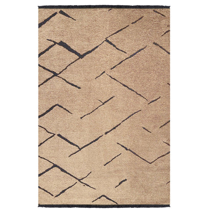 Hm7674.01 160Χ230cm, Light Brown-black Carpet With Self-fringes