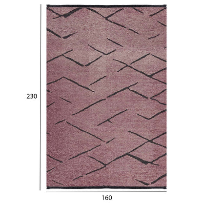 Hm7674.06 160Χ230cm, Dusty Pink-black Carpet With Self-fringes
