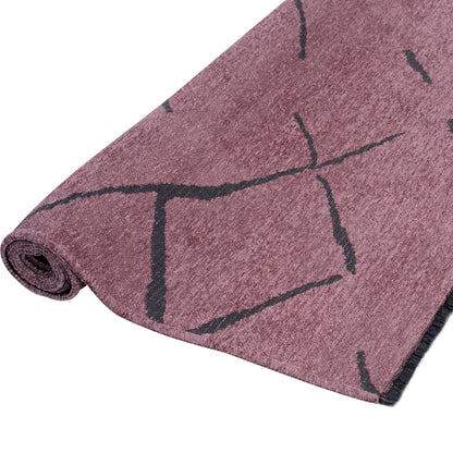 Hm7674.06 160Χ230cm, Dusty Pink-black Carpet With Self-fringes