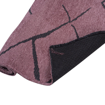 Hm7674.06 160Χ230cm, Dusty Pink-black Carpet With Self-fringes