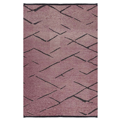 Hm7674.06 160Χ230cm, Dusty Pink-black Carpet With Self-fringes