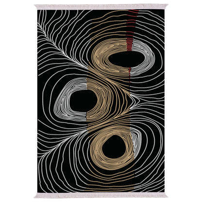 Living Room Carpet Josiane With Fringes Hm7723.27 180x280 Black-gold-grey