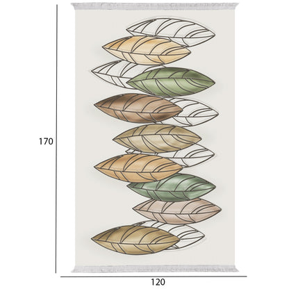 Living Room Carpet With Fringes Josiane Hm7677.36 Leaves 120x170