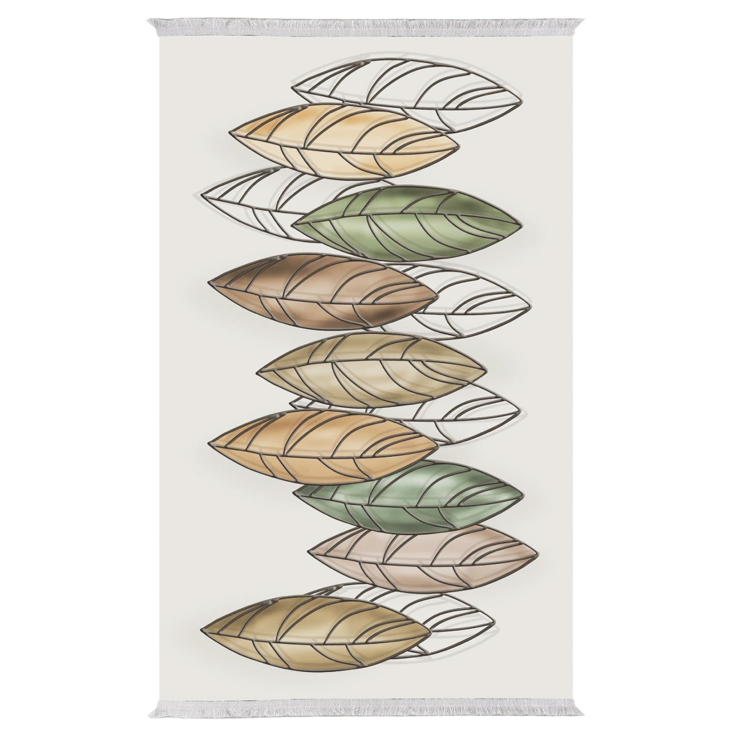 Living Room Carpet With Fringes Josiane Hm7677.36 Leaves 120x170
