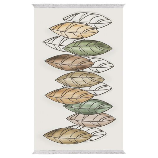 Living Room Carpet With Fringes Josiane Hm7677.36 Leaves 120x170
