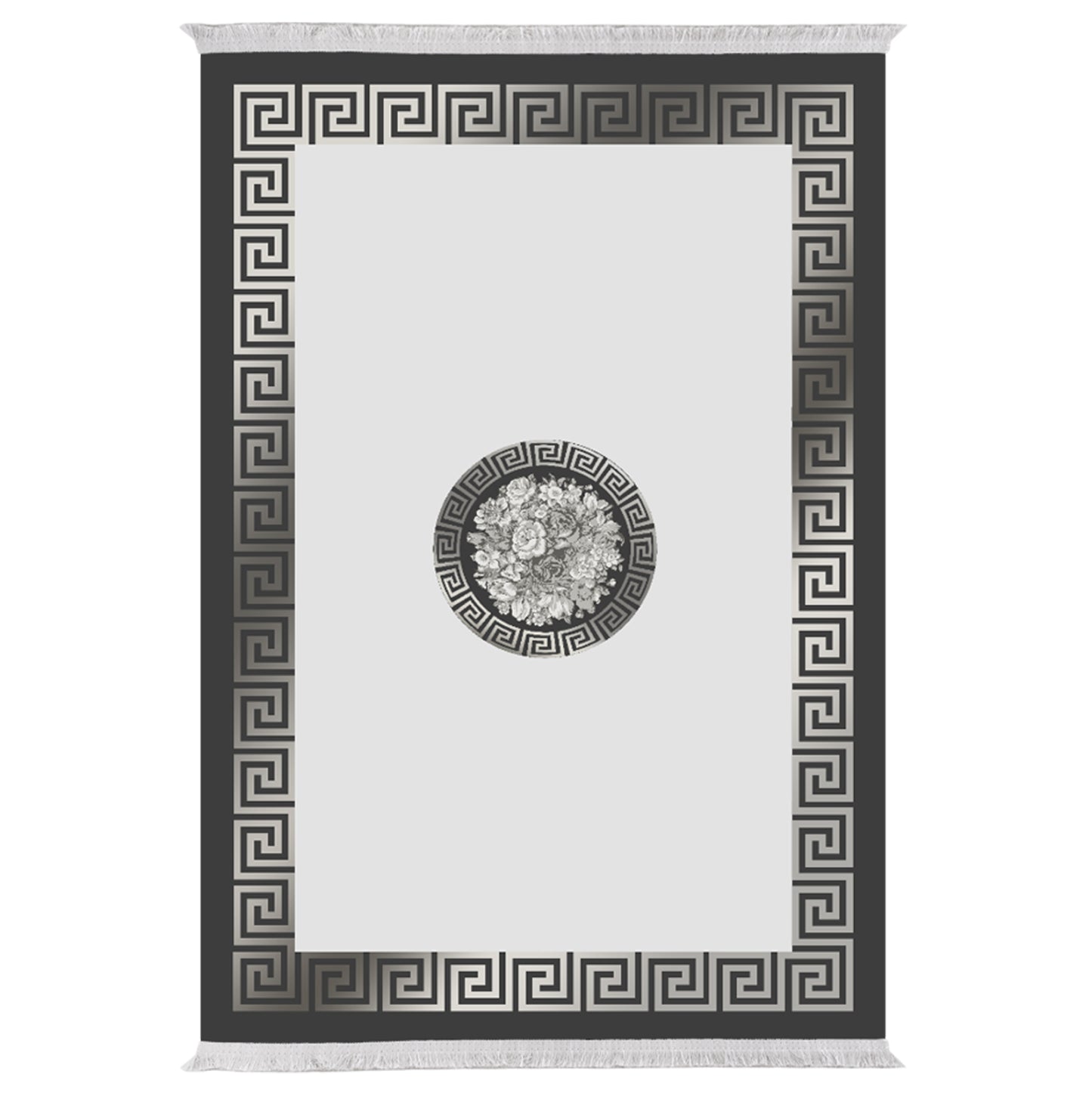 Living Room Carpet With Fringes Josiane Hm7675.35 Grey-black 160x230