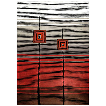 Hm7675.26 160x230cm, Josiane Carpet With Fringes, Red-black-grey
