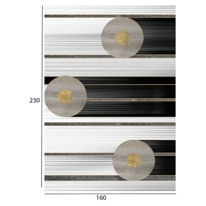 Josiane Carpet Hm7675.24 160x230cm, White-black-gold Discs
