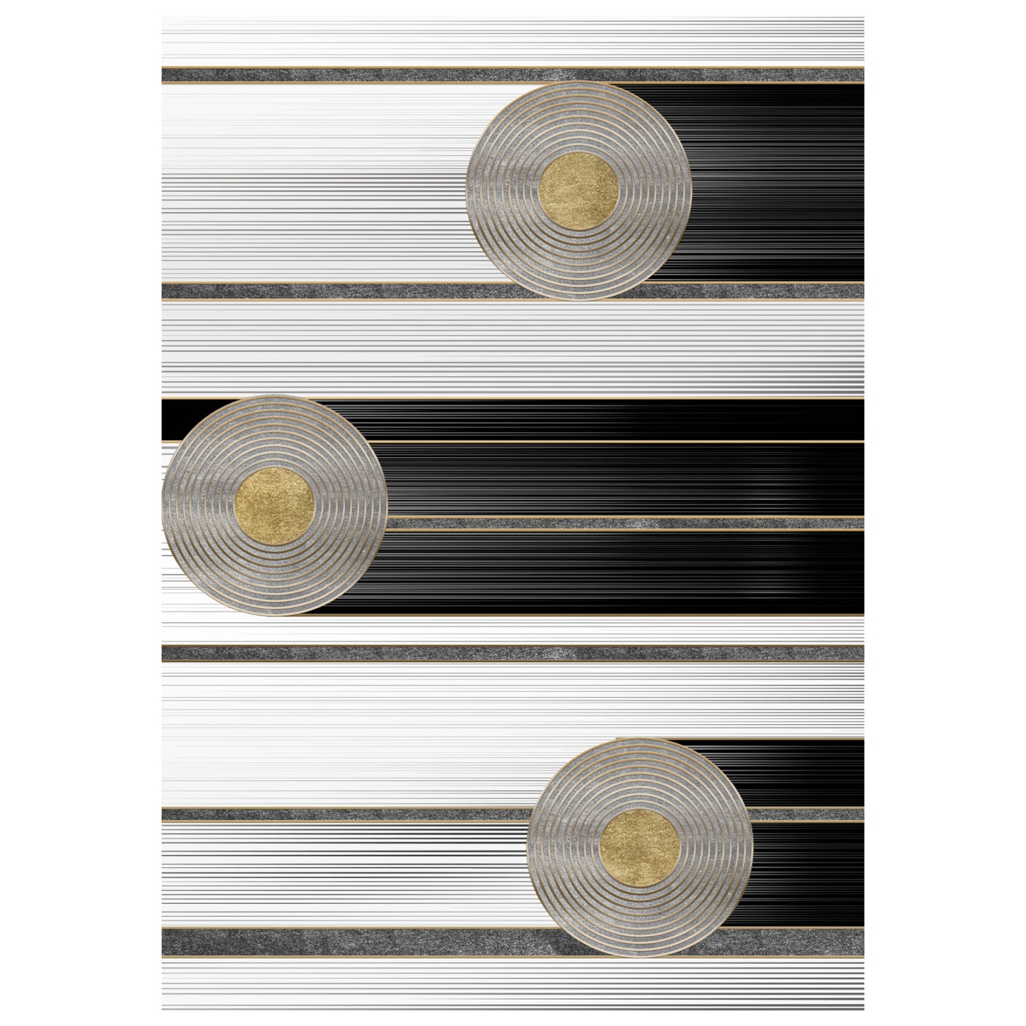 Josiane Carpet Hm7675.24 160x230cm, White-black-gold Discs