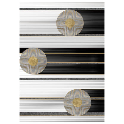 Josiane Carpet Hm7675.24 160x230cm, White-black-gold Discs