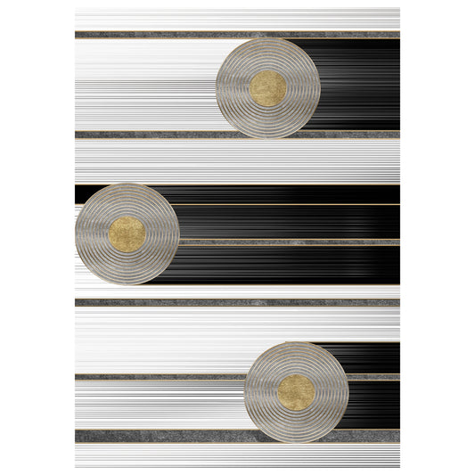 Living Room Carpet Josiane With Fringes White-black-gold 120x170cm.hm7677.24