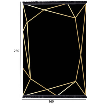 Hm7675.30-160x230cm, Josiane Black-gold Carpet, Fringes