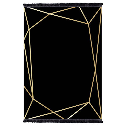 Hm7675.30-160x230cm, Josiane Black-gold Carpet, Fringes