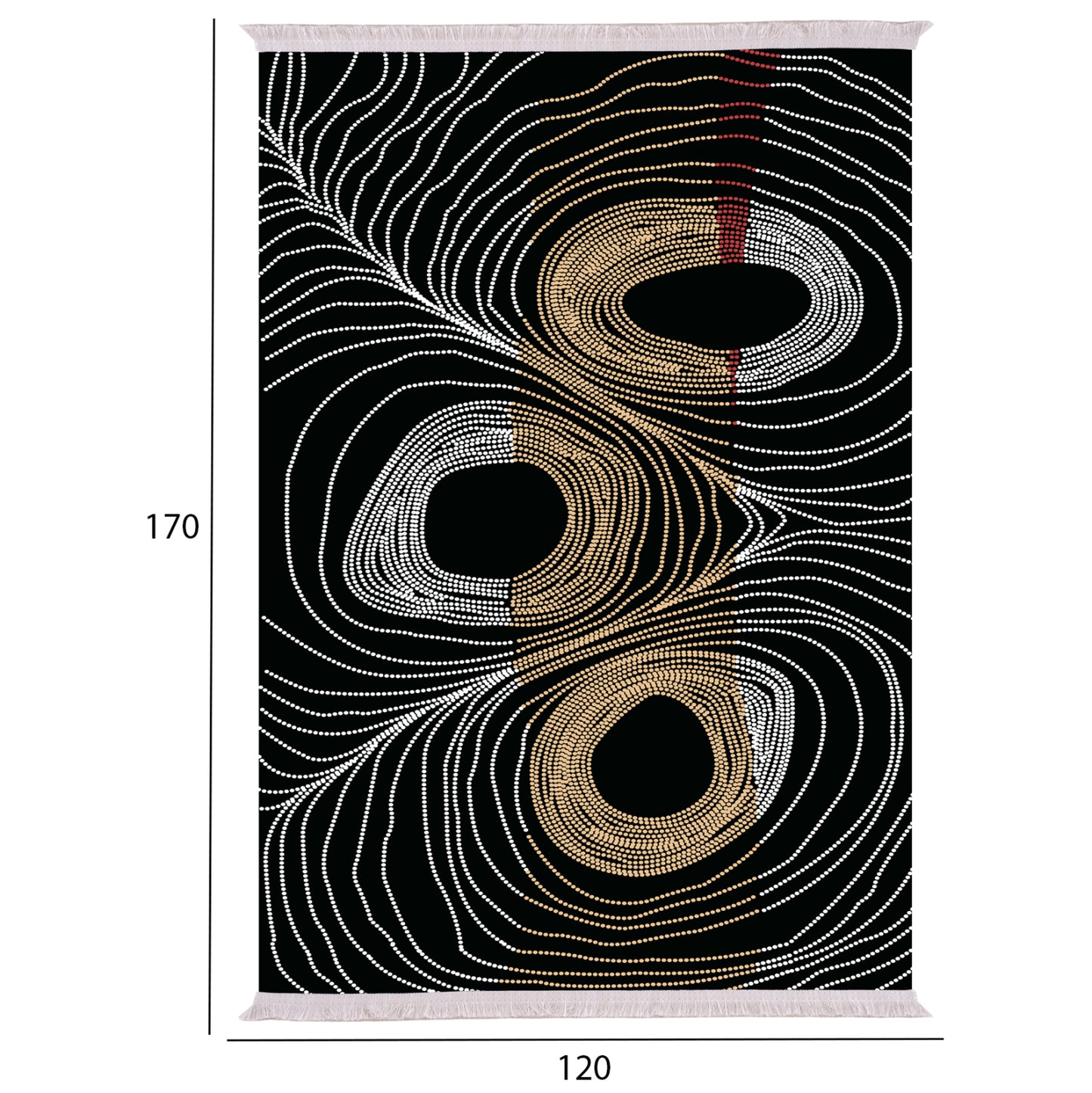 Living Room Carpet Josiane With Fringes Black-gold-grey 120x170εκ.hm7677.27
