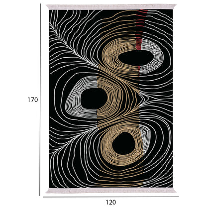 Living Room Carpet Josiane With Fringes Black-gold-grey 120x170εκ.hm7677.27