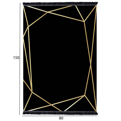 Hm7676.30 80x150cm, Josiane Carpet, Black-gold, Fringes