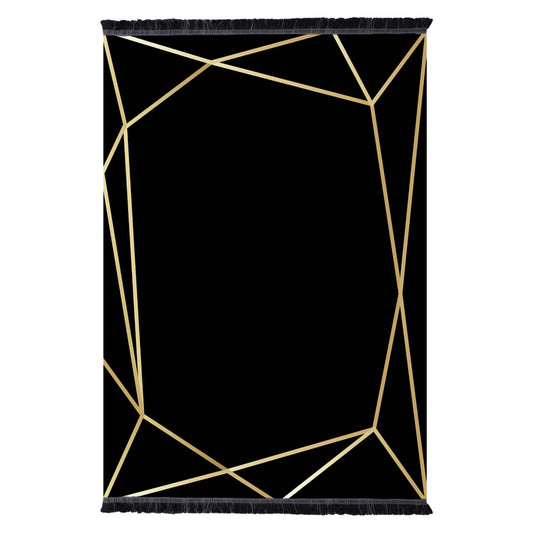 Hm7676.30 80x150cm, Josiane Carpet, Black-gold, Fringes