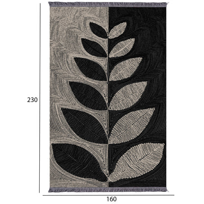 Living Room Carpet With Fringes Josiane Hm7675.40 Beige-black 160x230