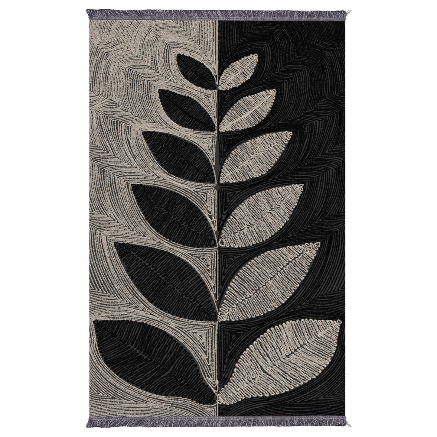 Living Room Carpet With Fringes Josiane Hm7675.40 Beige-black 160x230