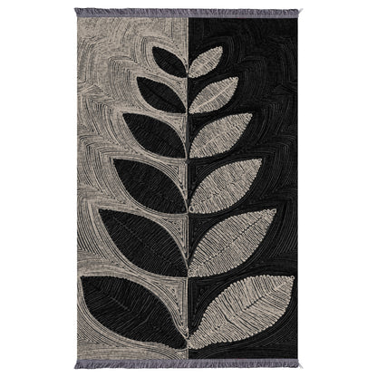 Living Room Carpet With Fringes Josiane Hm7675.40 Beige-black 160x230