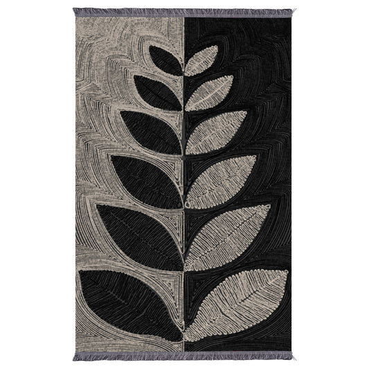 Living Room Carpet With Fringes Josiane Hm7675.40 Beige-black 160x230