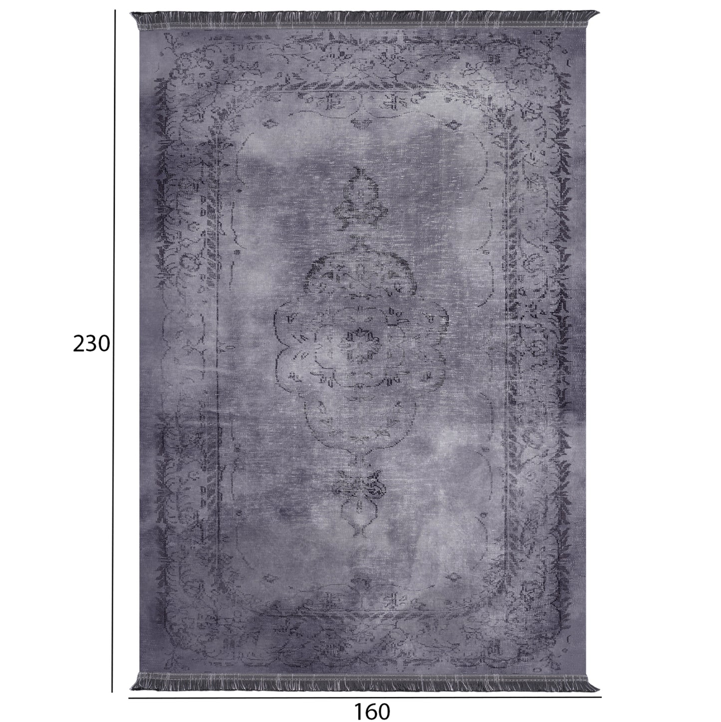Hm7675.01-gray, Vintage Carpet, Josiane, 160x230cm, Fringes
