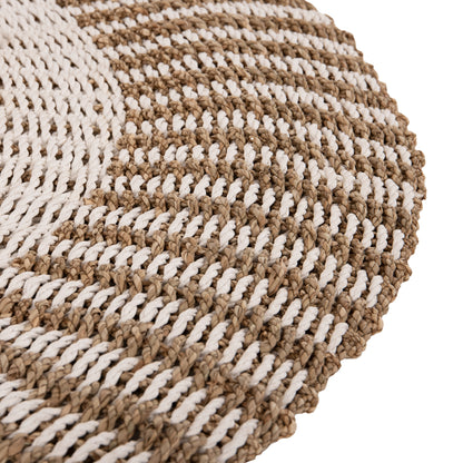 Round Carpet Kirki Hm7844 Natural Seagrass Fibers In White-natural Color Φ200cm.