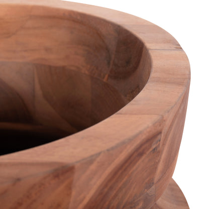 Decorative Floor Vases 2pcs Linter Hm21140.01 Fiber Cement In Black-teak Wood 47h & 60hcm.