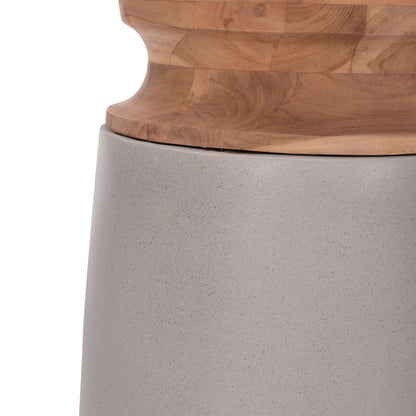 Decorative Floor Vases 2pcs Linter Hm21140.03 Fiber Cement In Grey-teak Wood 47h & 60hcm.