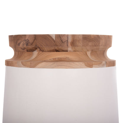 Decorative Floor Vases 2pcs Linter Hm21140.02 Fiber Cement In White-teak Wood 47h & 60hcm.