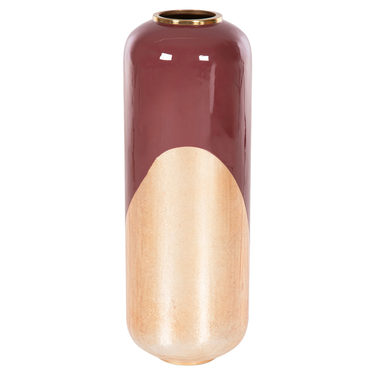 Decorative Floor Vase Raksasa Hm4232.06 Metal In Cherry Red-gold Pearl Φ24x69hcm.