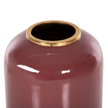 Decorative Floor Vase Raksasa Hm4232.06 Metal In Cherry Red-gold Pearl Φ24x69hcm.