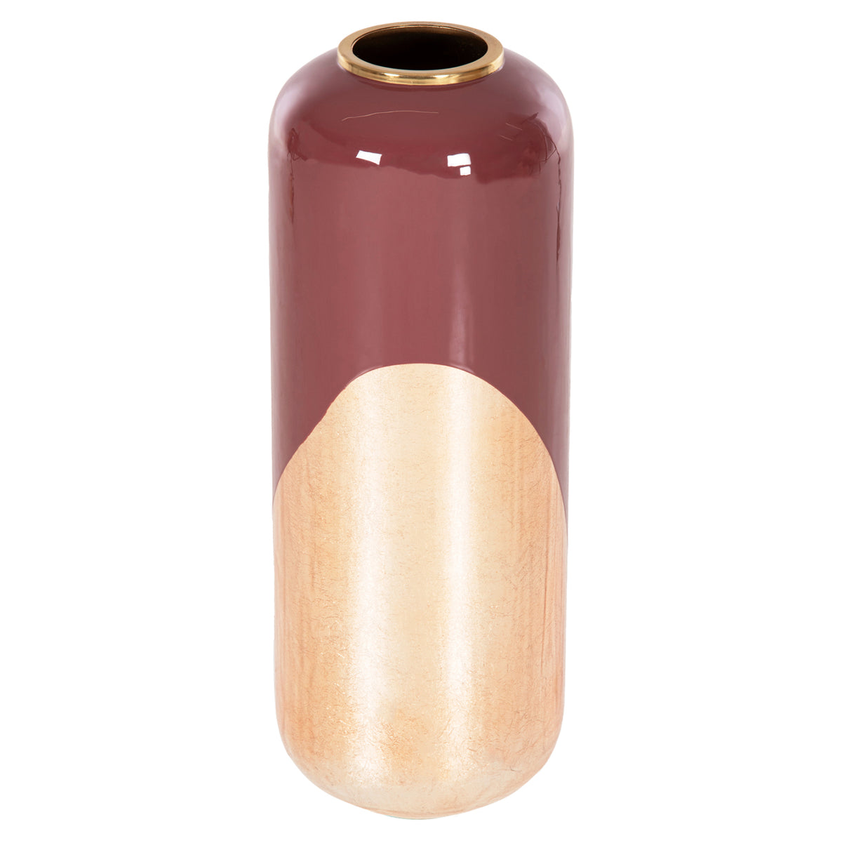 Decorative Floor Vase Raksasa Hm4232.06 Metal In Cherry Red-gold Pearl Φ24x69hcm.