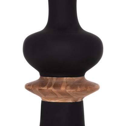 Decorative Floor Vase Nebula Hm4660.01l Fiber Cement In Black--teak Wood Φ45x172hcm.