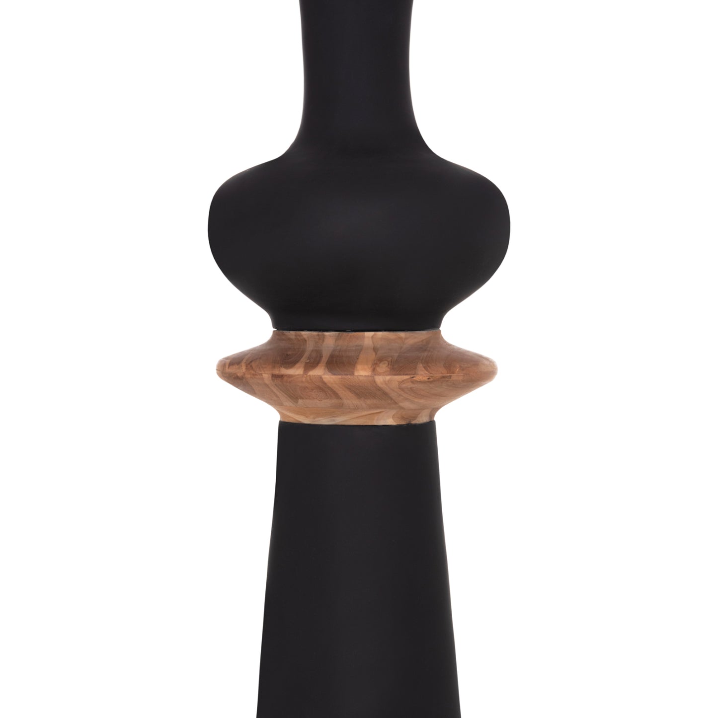 Decorative Floor Vase Nebula Hm4660.01l Fiber Cement In Black--teak Wood Φ45x172hcm.