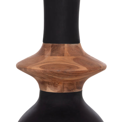 Decorative Floor Vase Nebula Hm4660.01m Fiber Cement In Black--teak Wood Φ45x148hcm.
