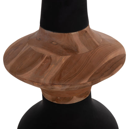 Decorative Floor Vase Nebula Hm4660.01s Fiber Cement In Black--teak Wood Φ45x115hcm.