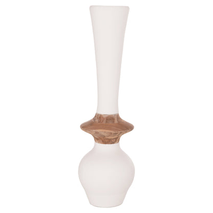 Decorative Floor Vase Nebula Hm4660.02m Fiber Cement In White--teak Wood Φ45x148hcm.
