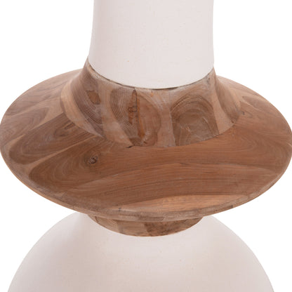 Decorative Floor Vase Nebula Hm4660.02m Fiber Cement In White--teak Wood Φ45x148hcm.