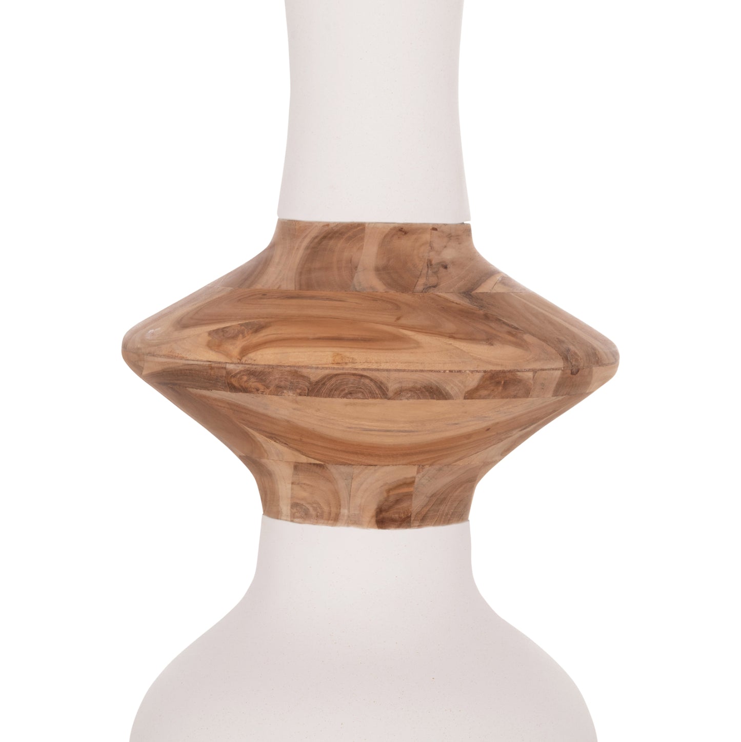 Decorative Floor Vase Nebula Hm4660.02s Fiber Cement In White--teak Wood Φ45x115hcm.